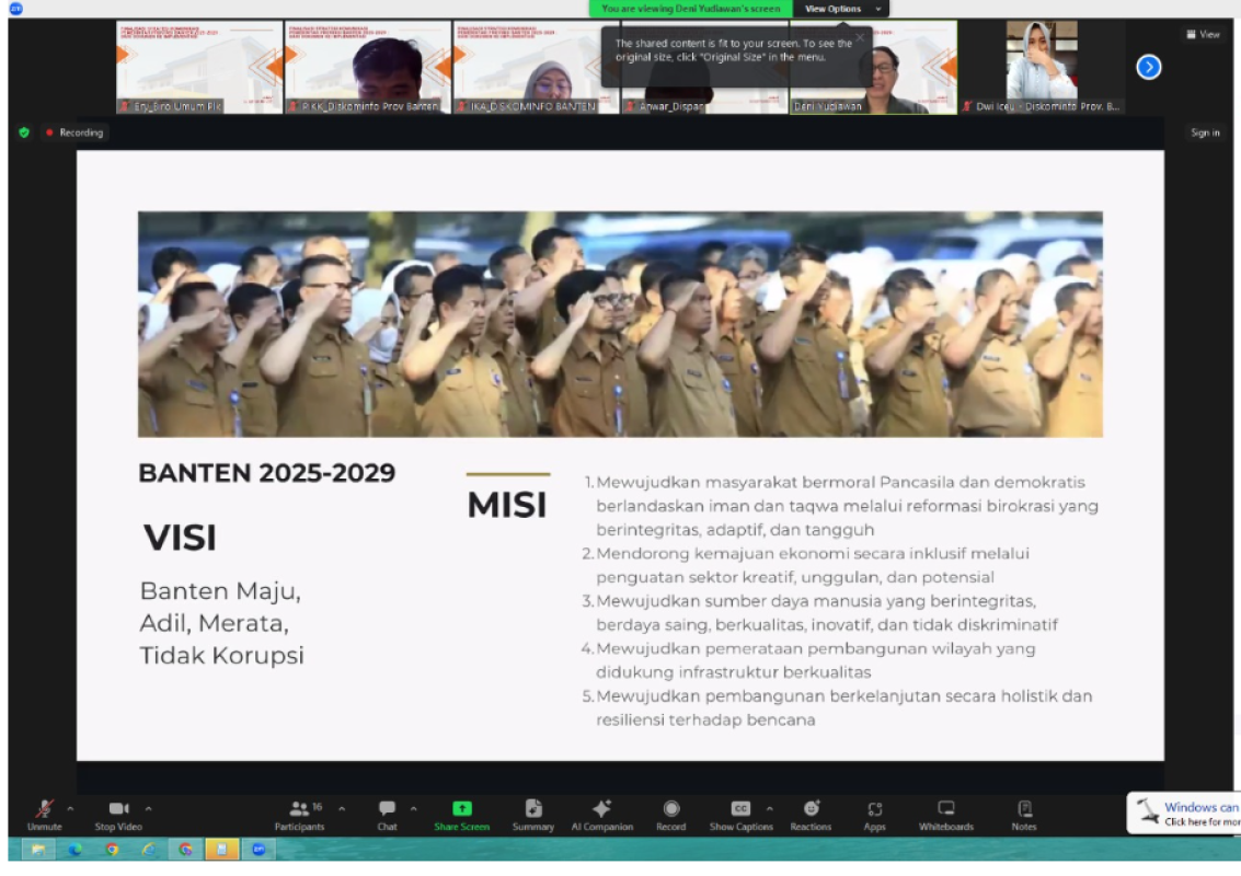 Biro Umum dan Perlengkapan Sekretariat Daerah Provinsi Banten Mengikuti Zoom Tentang Kegiatan Strategi Komunikasi Tahun 2025