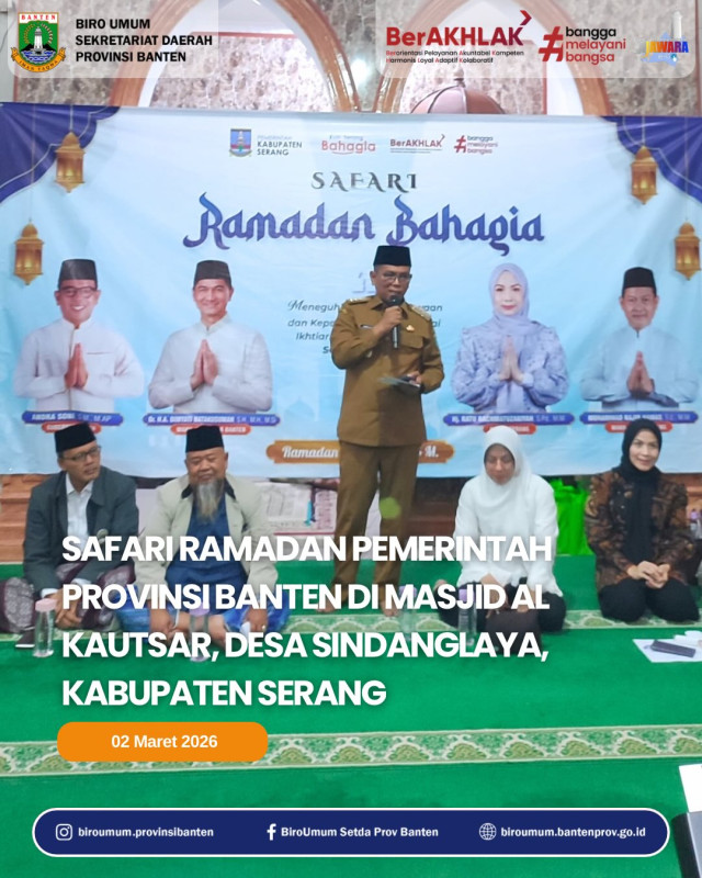 Safari Ramadhan Pemerintah Provinsi Banten Tahun 2026 di Masjid Al Kautsar Desa Sindanglaya Kabupaten Serang
