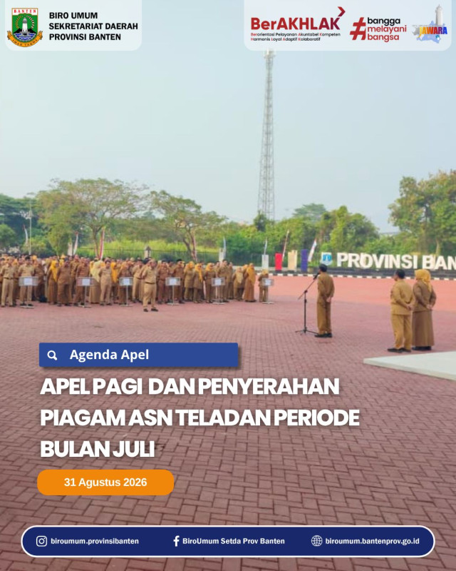Apel Pagi dan Penyerahan Piagam ASN Teladan Periode Bulan Juli